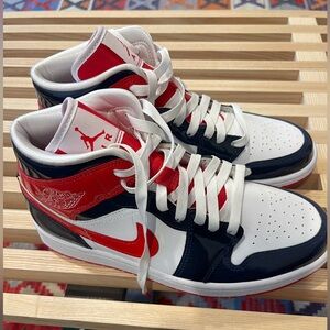 Nike Women's High-Top Jordan’s Sneakers - Red, White, Blue -Leather 8.5